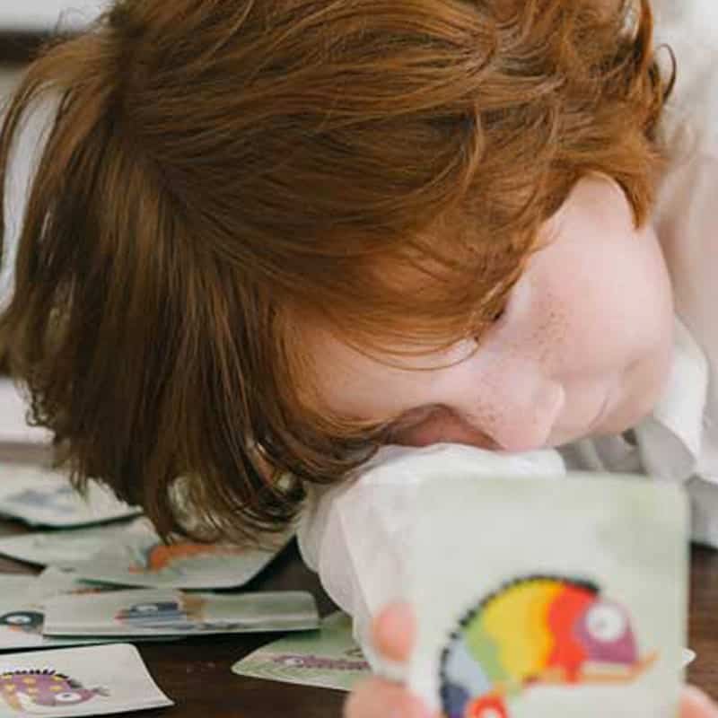 A child participating in play therapy.