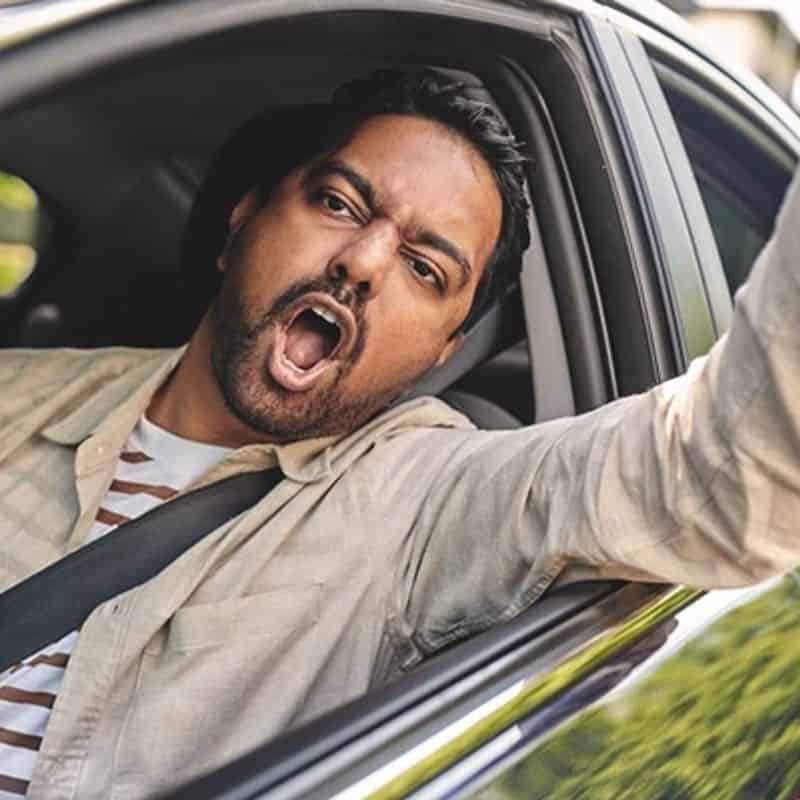 A man displaying road rage suggests a good candidate for anger management therapy.