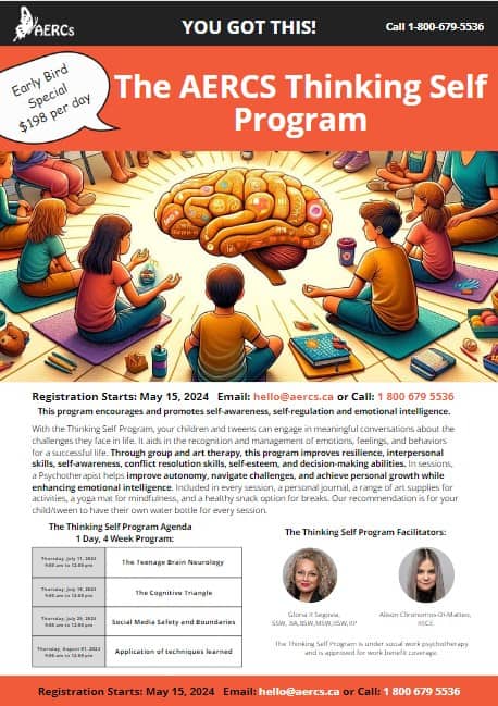 Download the AERCS Thinking Self Program PDF poster detailing program sessions, benefits, and registration information.